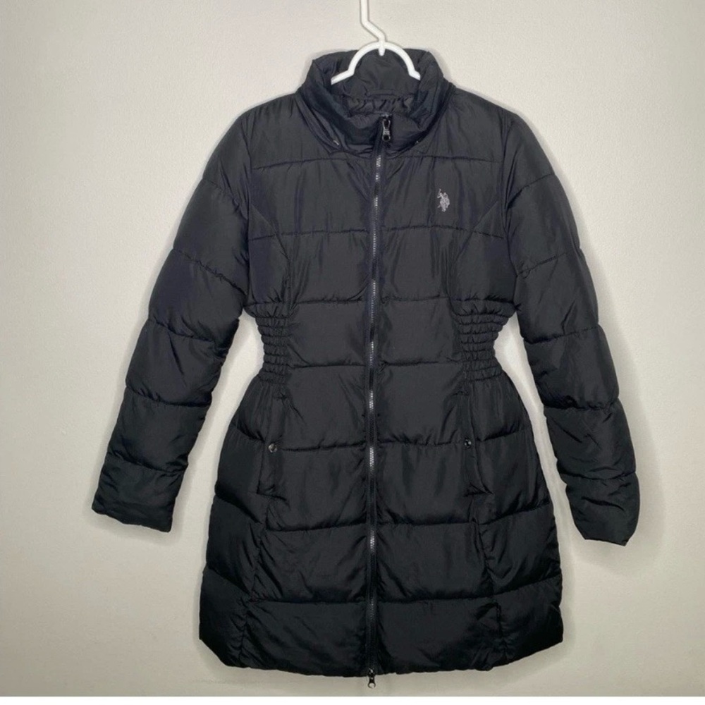 U.S polo ASSN black puffer oversized coat  size medium winter jacket - Picture 2 of 7